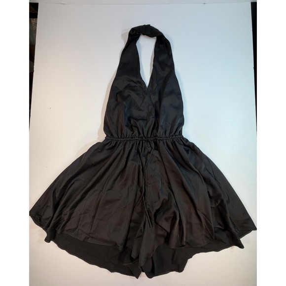 Hutch Pants - Hutch Anthropologie Black Halter Romper Satin Elastic Waist Size M New